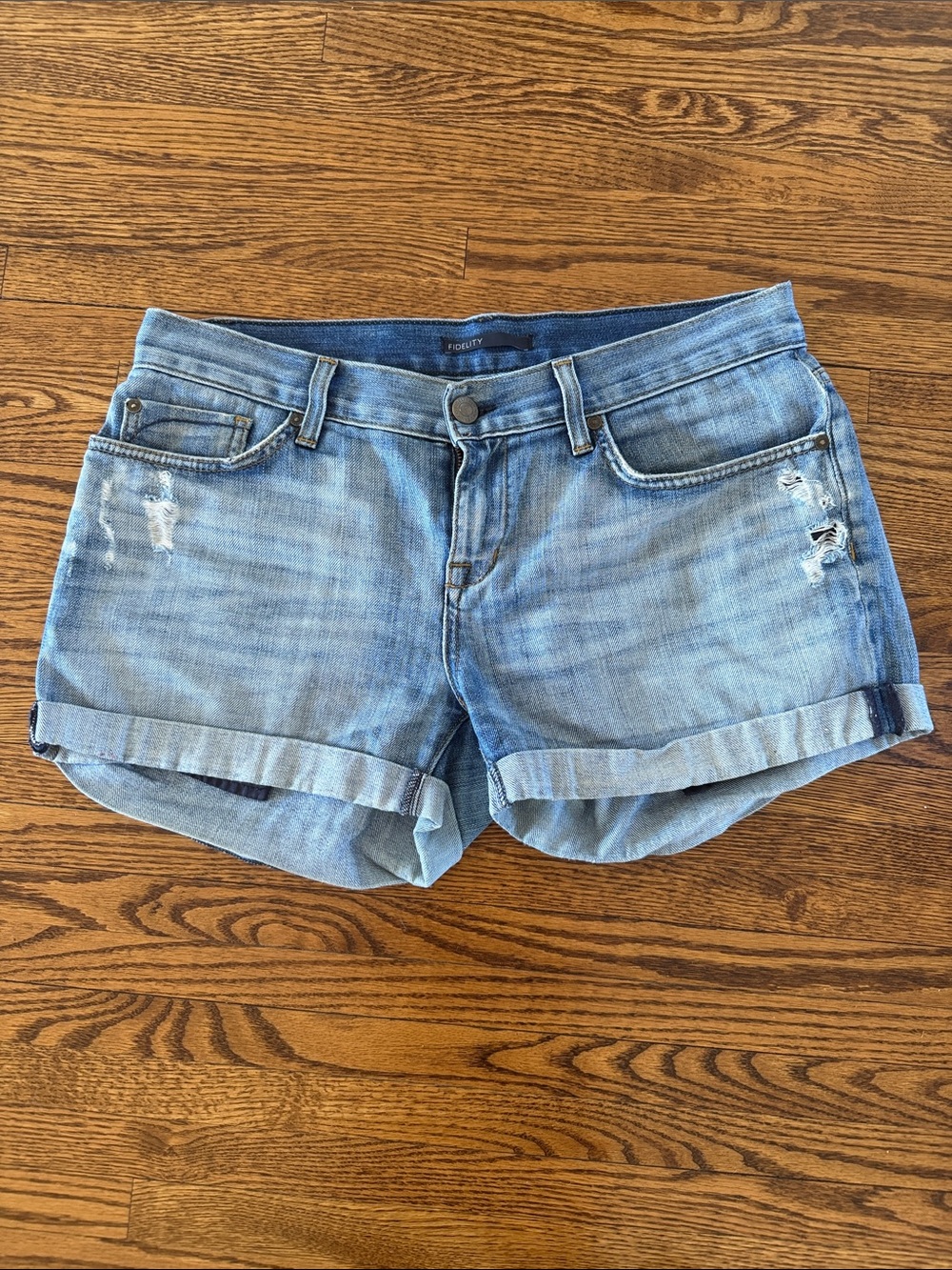 Light Blue Denim Cuffed Women's Shorts - Pocketed Casual Short